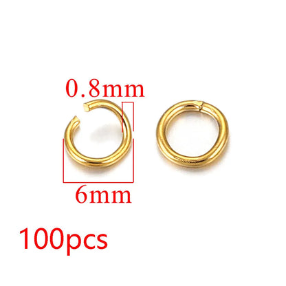100-200pcs/lot 3/4/5/6/7/8/10mm Stainless Steel Gold Plated Jump Ring Connector for Diy Jewelry Making Accessories Wholesale