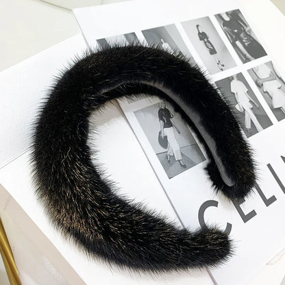 2025 Hot Sale Women Luxury winter 100% Real Mink Fur Headbands High Quality Real Fur Hair Band Lady Fashion Hair Hoop Furry Gift