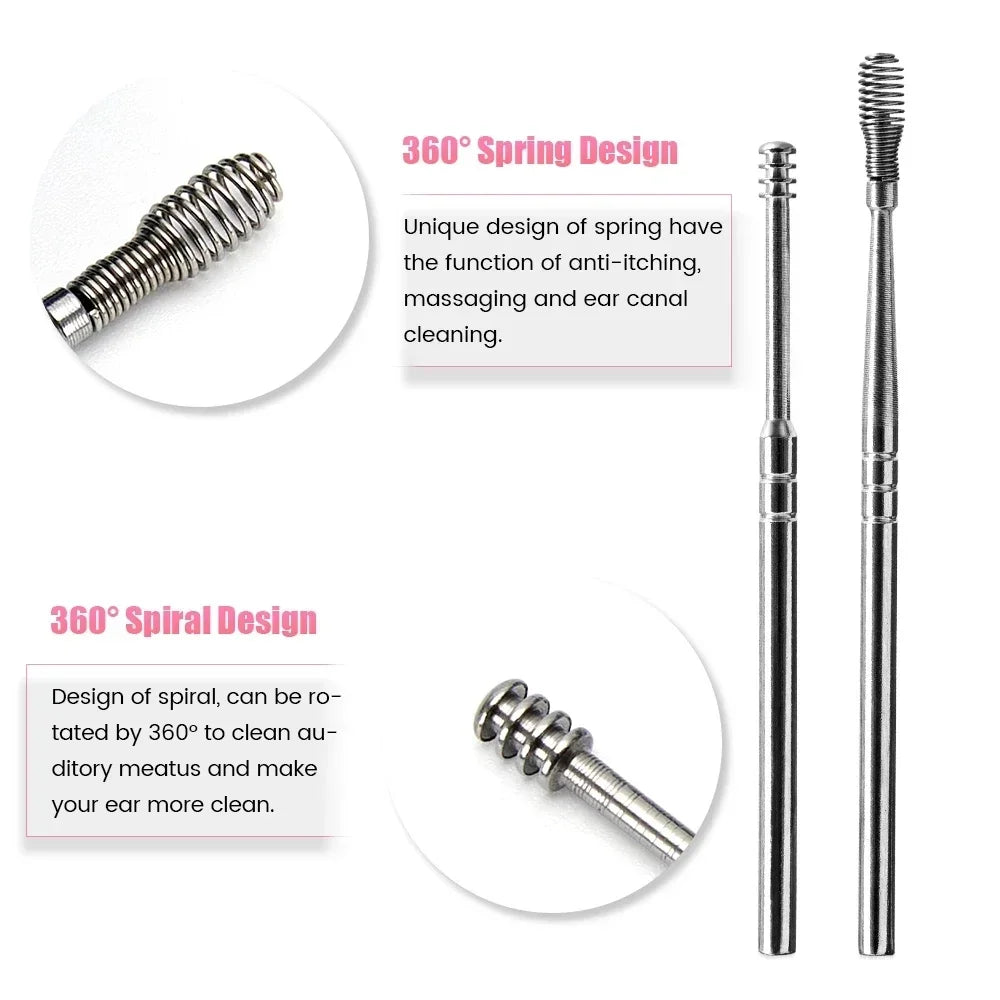 Effective 6Pcs Earwax Cleaning Tool with Spiral Earpick and Ear Curette, Ear Care Tool for Daily Use