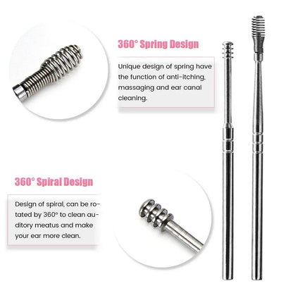 Effective 6Pcs Earwax Cleaning Tool with Spiral Earpick and Ear Curette, Ear Care Tool for Daily Use