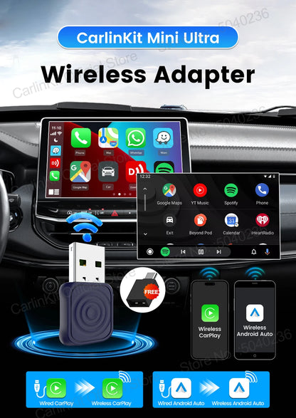 MINI 5 Pro/Mini Ultra CarlinKit Wireless CarPlay Adapter Smart CarPlay Box  for Car Plug and Play WiFi Bluetooth Auto Connection