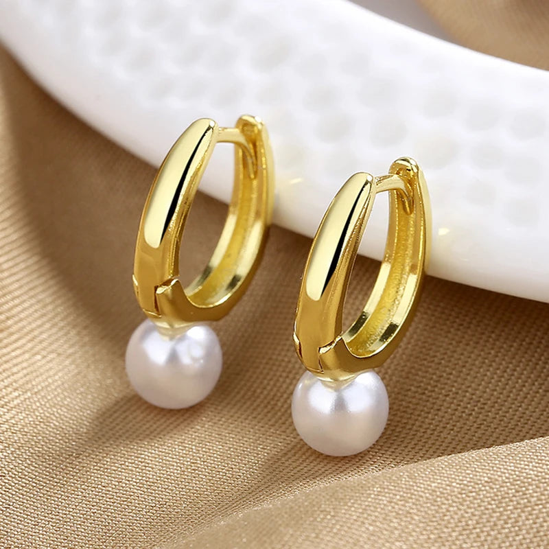 Korean Version Pearl High-end Feeling Light Luxury Trendy Temperament D-letter Atmospheric Earrings For Women Jewelry
