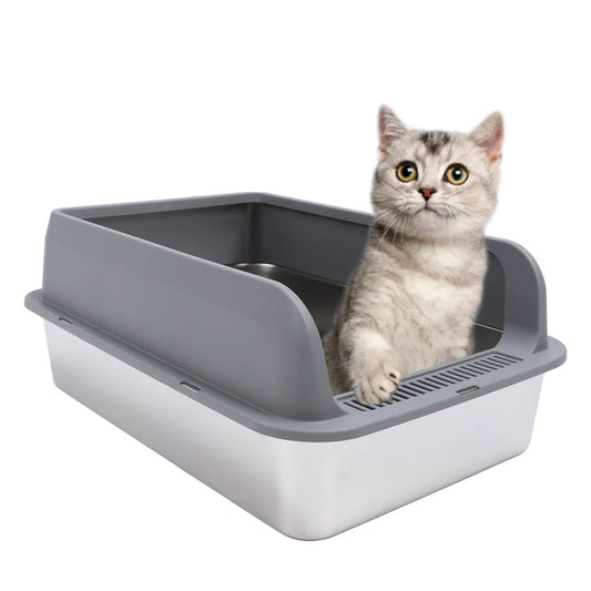 Stainless Steel Litter Box Stainless Steel Cat Litter Box Odorless Spacious Easy To Clean High Strength with Lid for Large Cats