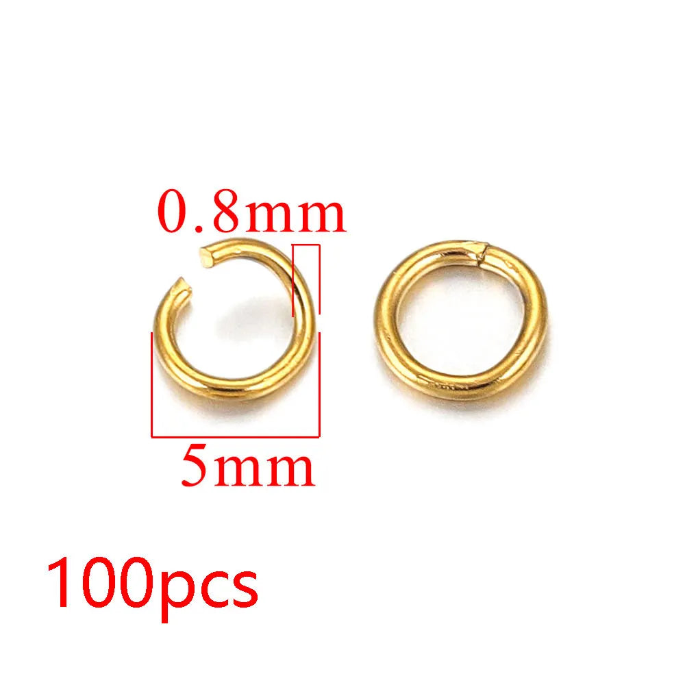 100-200pcs/lot 3/4/5/6/7/8/10mm Stainless Steel Gold Plated Jump Ring Connector for Diy Jewelry Making Accessories Wholesale