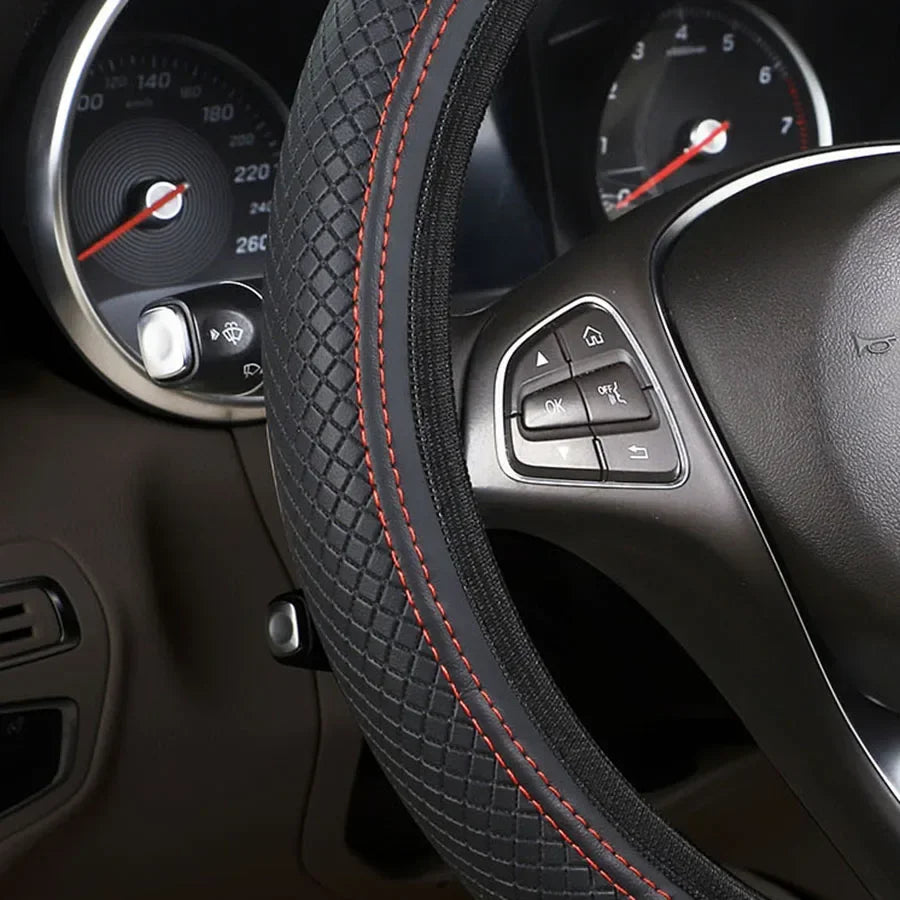 Steering Wheel Cover Anti Slip Breathable Steering Cover Universal Microfiber PU Leather Steer Wheel Protector No inner circle