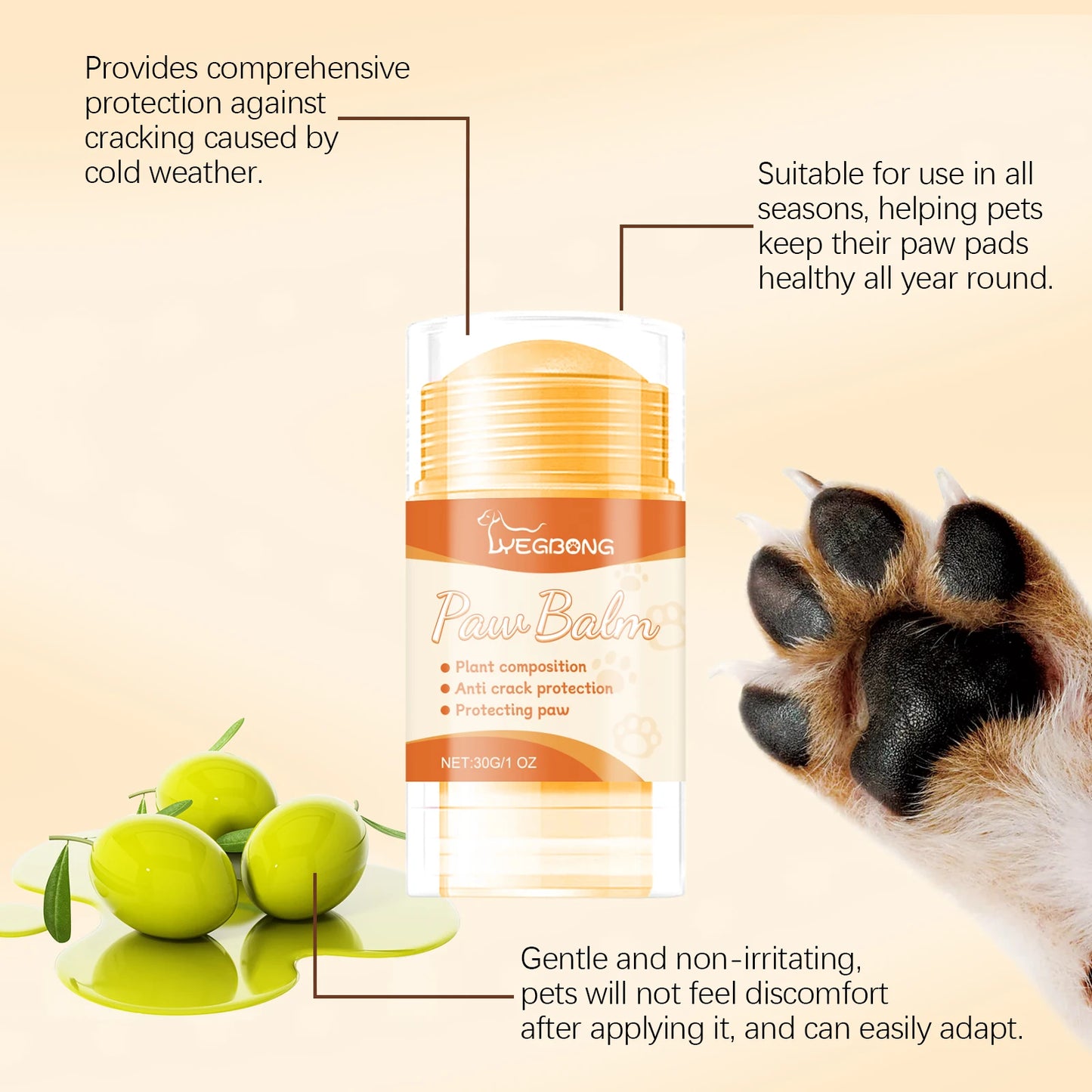 YEGBONG Paw Balm Moisturizing Care for Cat and Dog Claws and Feet, Moisturizing and Nourishing Pet Claws Dog cream for Paws