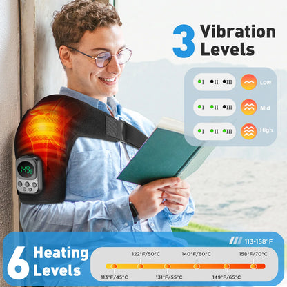 Electric Shoulder Brace for Men & Women, Shoulder Heated Pad Support Mobile Control, Joint Tendonitis Promote Blood Circulation