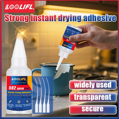 LOOLIFL Professional 502 Fast Glue Waterproof Universal Repair Adhesive Food Safe CA Glue for Plastic Wood Metal Ceramics Glass