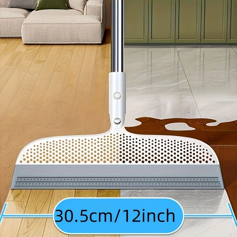 Magic broom with detachable head and double-sided silicone scraper