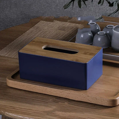 Tissue Box Table Napkin Holder Tissue Case Paper Box Container Bamboo Cover Solid Wood Storage Box Home DesktopTissue Box Holder