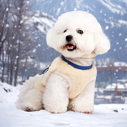 Cute Warm Dog Vest Thickened Sherpa Lined Teddy Schnauzer Clothes with Zipper Puppy Vest Dog Apparel