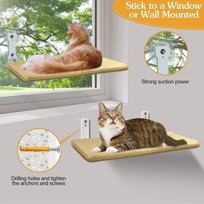 Cordless Cat Hammock for Sunbathing Hanging Cat Bed Summer Suction Cup Glass Mounted Foldable Breathable Cat Bed Frame Supplies