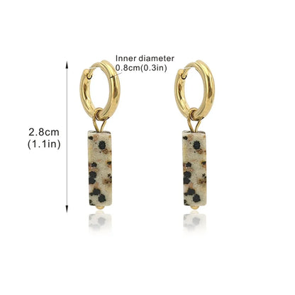 HUIDANG Earrings With Stones Boucles d'oreilles Square Natural Stones Small Hoops Earrings Woman New Trend 2025