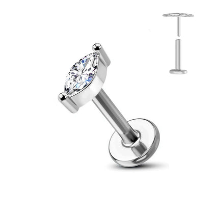 ASTM F136 G23 Titanium Flower Threadless Earring Piercing Petals Leaf Heart Butterfly Pin Daith Conch Push in Labret Stud
