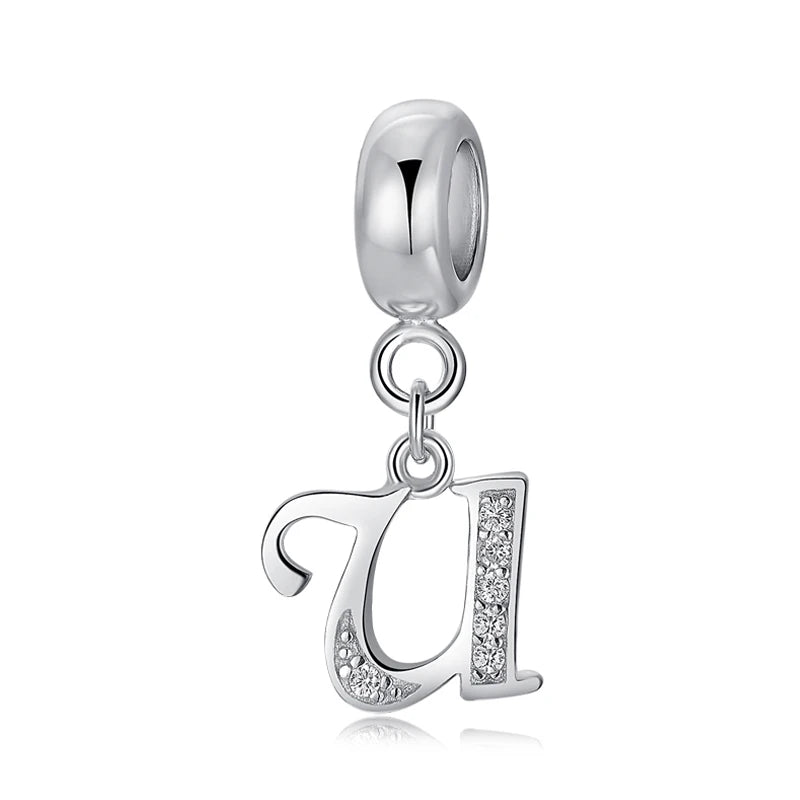 925 Sterling Silver Charms Original Letter Alphabet A-Z Pendant Beads Fit Brand Bracelets Necklaces Diy Jewelry For Women