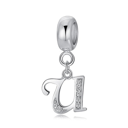 925 Sterling Silver Charms Original Letter Alphabet A-Z Pendant Beads Fit Brand Bracelets Necklaces Diy Jewelry For Women