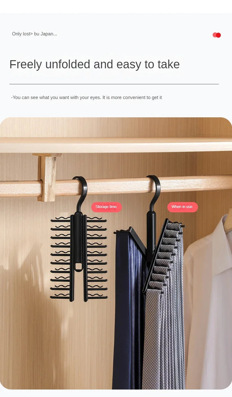 Tie Hanger Rotatable Necktie Storage Rack Clothes Hanger Organizer 20 Rows Large Capacity Belt Hooks Closet Skidproof Tie Clamp
