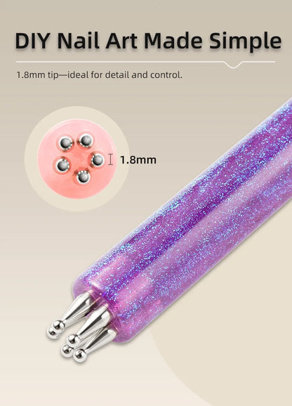 DIY Nail Art 5-Petal Dotting Tool Flower Creator 1.8mm Fine Tip Rhinestone Pickers Glitter Handle Manicure Nail Tools Brushes