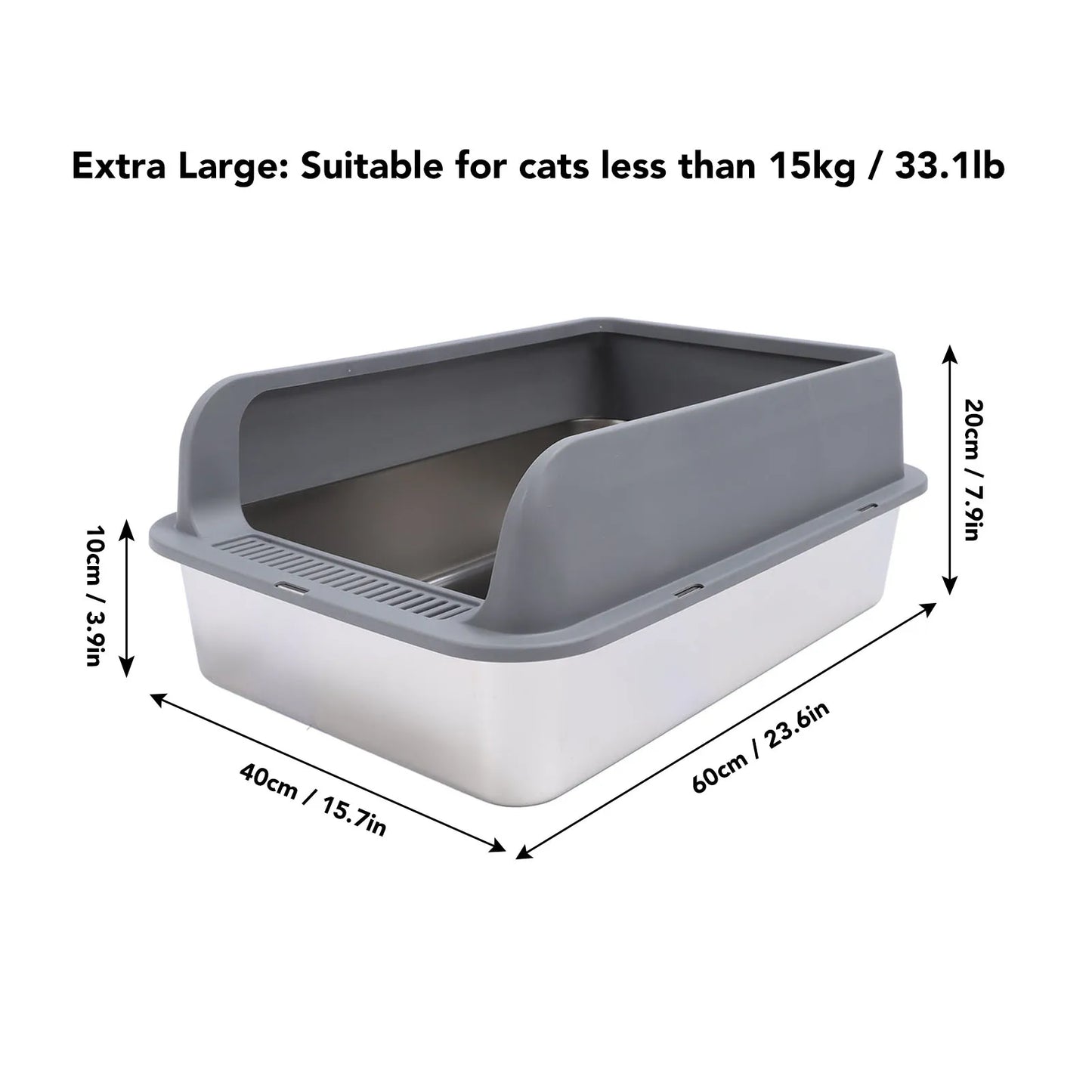 Stainless Steel Litter Box Stainless Steel Cat Litter Box Odorless Spacious Easy To Clean High Strength with Lid for Large Cats