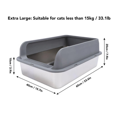 Stainless Steel Litter Box Stainless Steel Cat Litter Box Odorless Spacious Easy To Clean High Strength with Lid for Large Cats