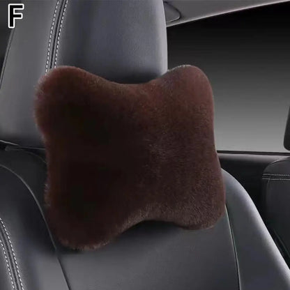Winter Car Seat Neck Rest Pillow Plush Car Headrest Plush Cushion Warmth And Comfort Universal Lumbar Pillow Support Accessories