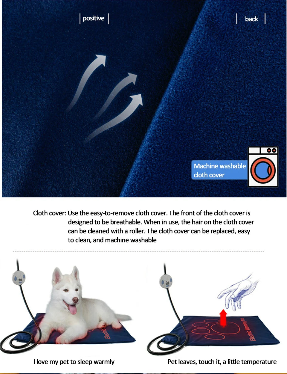 45×60cm Pet Electric Heating Pad Blanket Dog Cat Winter Warmer Pad Waterproof Adjustable Temperature Dog Mats US/UK/EU Plug