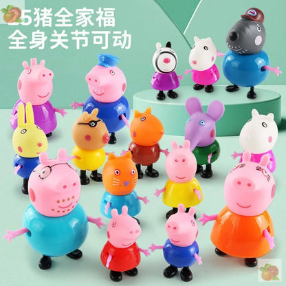 E－STRONG NEW Peppa Pig Full Set of Dolls for Playing House, Peppa Pig Family of Four Character Figurine Toy Gift Box Set