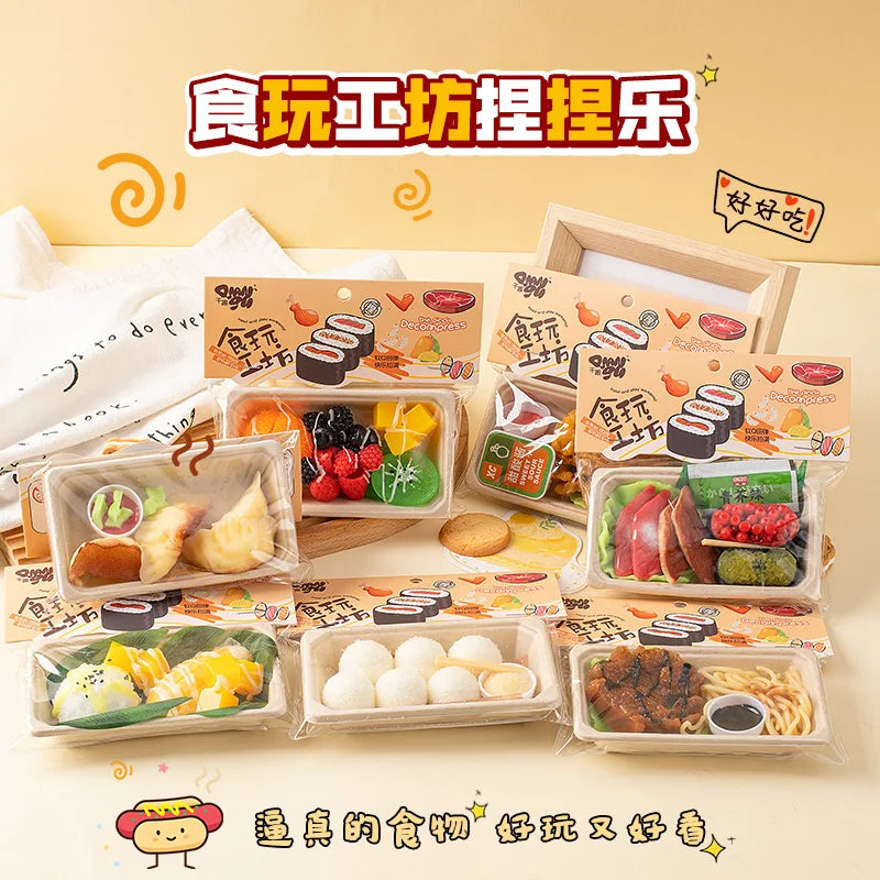 Funny Simulation Food Fidgets Toys Sushi Fruit Mochi Squishy Sensory Toy for Kids Adults TPR Squeeze Stress Relief Abreact Toy