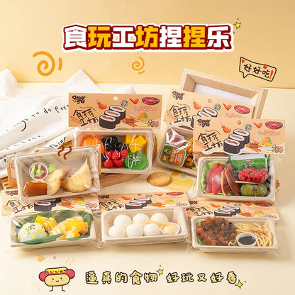 Funny Simulation Food Fidgets Toys Sushi Fruit Mochi Squishy Sensory Toy for Kids Adults TPR Squeeze Stress Relief Abreact Toy