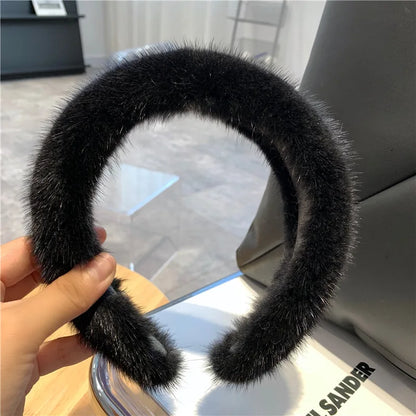 2025 Hot Sale Women Luxury winter 100% Real Mink Fur Headbands High Quality Real Fur Hair Band Lady Fashion Hair Hoop Furry Gift