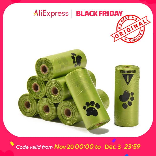 Biodegradable Pet Waste Bags  - Extra Thick Poop Bags for Dogs & Cats, Portable Roll with Dispenser, Eco-Friendly & Lea
