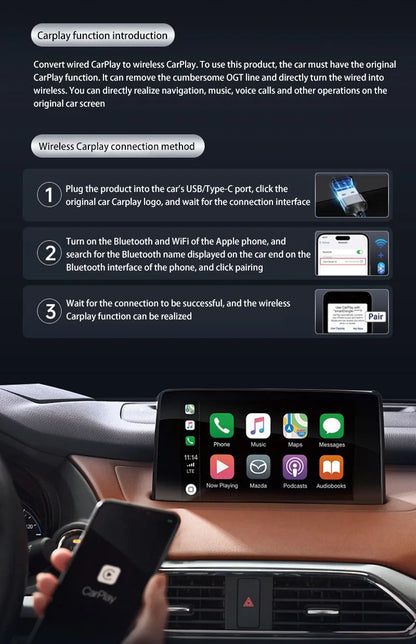 2 in 1 Wireless Android Auto Adapter Wireless CarPlay Dongle Car Intelligent Systems AI Smart Box For Car Wired CarPlay