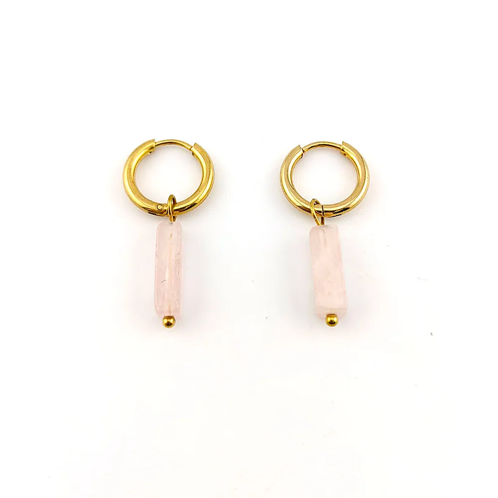 HUIDANG Earrings With Stones Boucles d'oreilles Square Natural Stones Small Hoops Earrings Woman New Trend 2025