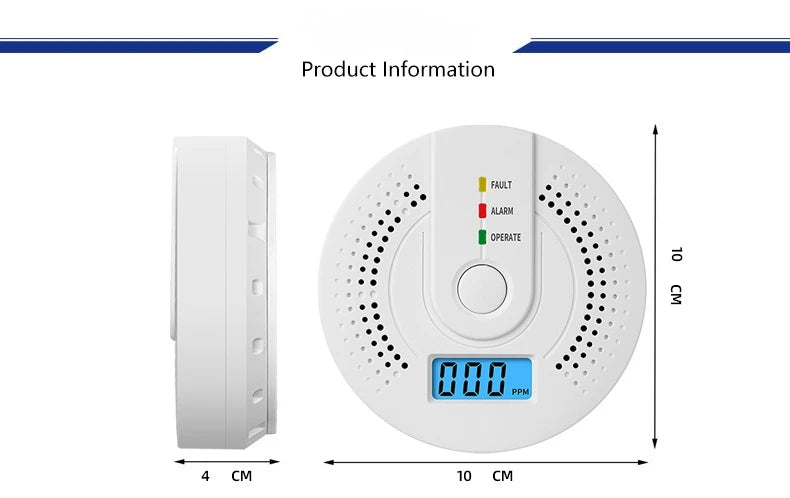 Independent CO Alarm Sensor Carbon Monoxide Alarm Detector High Sensitive Warning LCD Display CO Alarm