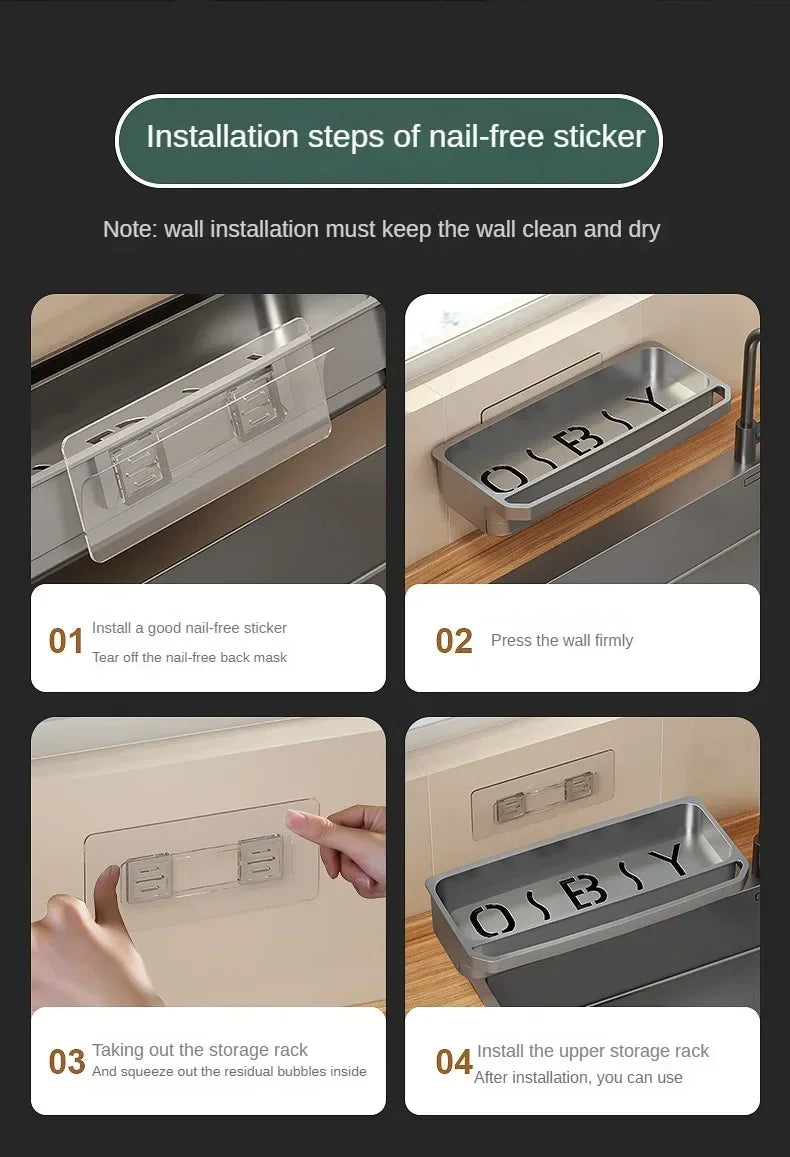 Drain Rack Kitchen Sink Organizer Self-draining Shelf Sponge Holder Dishcloth Faucet Storage Soap Drainer Kitchen Accessories
