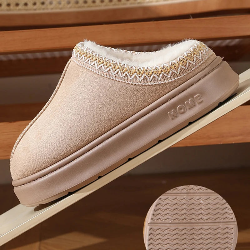 New Fashion Fluffy Platform Slippers for Women 2025 Winter Plush Warm Cotton Shoes Woman Comfort Non Slip Unisex Home Slippers