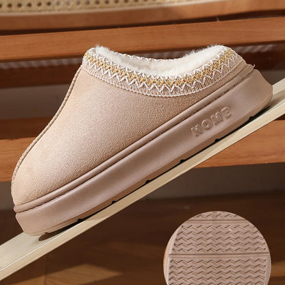 New Fashion Fluffy Platform Slippers for Women 2025 Winter Plush Warm Cotton Shoes Woman Comfort Non Slip Unisex Home Slippers