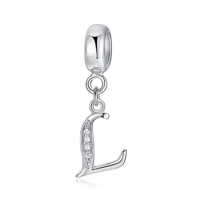 925 Sterling Silver Charms Original Letter Alphabet A-Z Pendant Beads Fit Brand Bracelets Necklaces Diy Jewelry For Women
