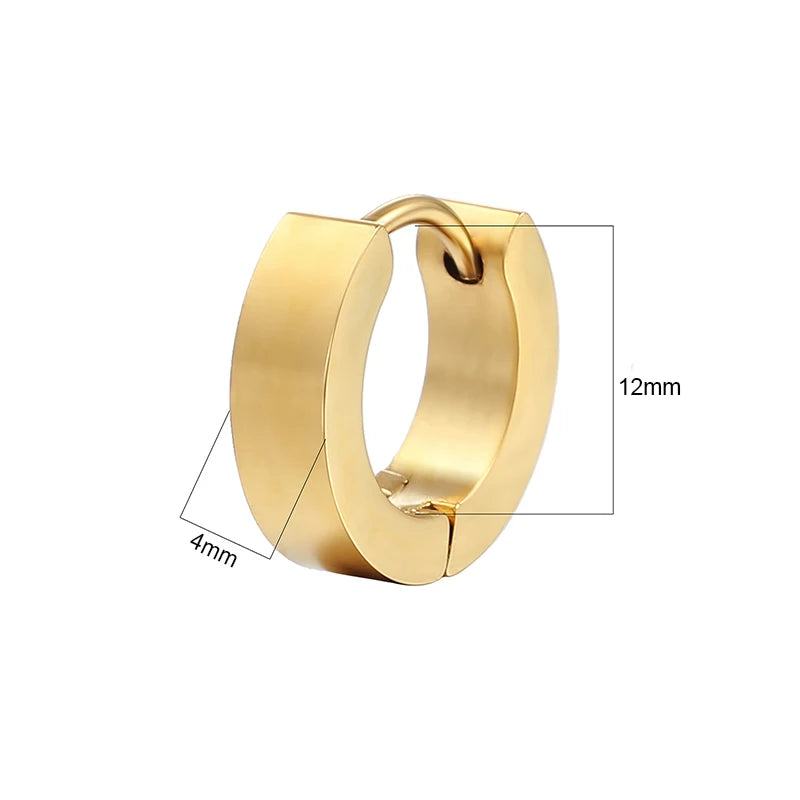 Creative Hip-Hop Rivet Heart Hoop Earrings For Women Stainless Steel Geometric Ear Buckle Piercing Cool Rock Punk Stud Jewelry