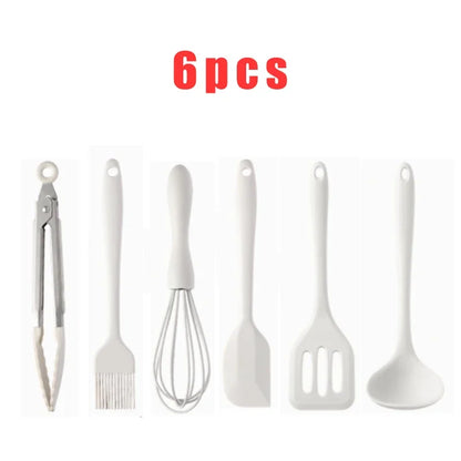 Silicone Kitchen Utensils Food Grade Non-stick Cooking Baking Spatula Silicone Oil Brush Egg Whisk Food Clip Kitchen Accessor