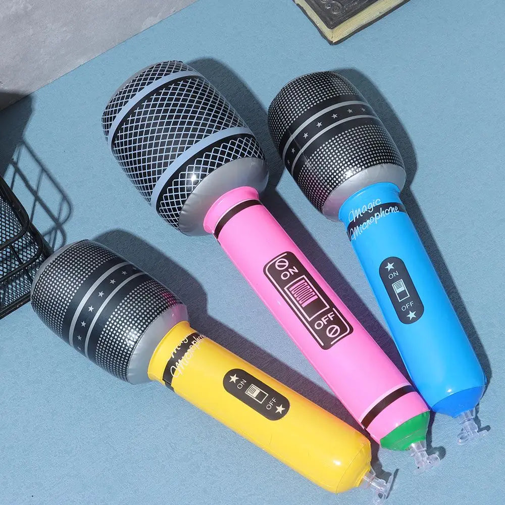 12Pcs Inflatable Microphones Blow Up Inflatable Microphone Props Toys for Musical Concert Themed Party Birthday Toys Decoration
