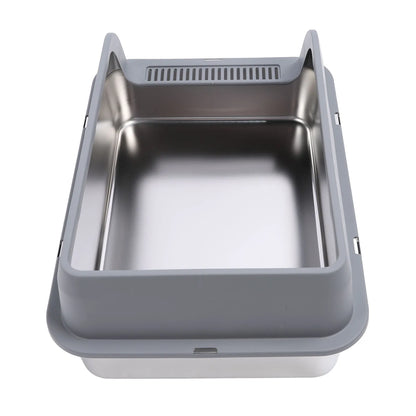 Stainless Steel Litter Box Stainless Steel Cat Litter Box Odorless Spacious Easy To Clean High Strength with Lid for Large Cats