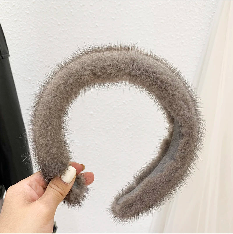 2025 Hot Sale Women Luxury winter 100% Real Mink Fur Headbands High Quality Real Fur Hair Band Lady Fashion Hair Hoop Furry Gift