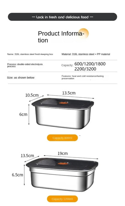 High Quality Stainless Steel Camping Lunch Box Sealed Refrigerator Freezer Storage Box Leak-proof Microwave Suitable Bento Box