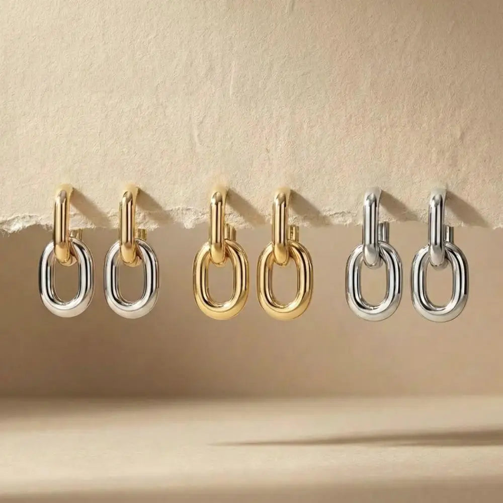 Minimalist Stainless Steel Fashion Gold Color U Shape Trendy Geometric Square Hoop Designer Earrings for Women Party Jewelry