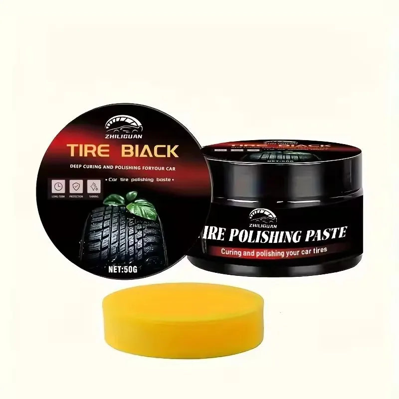 Tire polishing wax, shiny black, restores tire gloss and enhances tire appearance, preventing oxidative cracking and aging