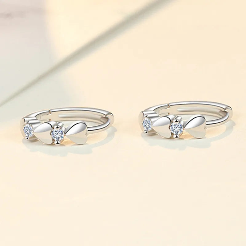 Huitan Cute Heart Small Hoop Earrings Women 3 Metal Colors Trendy Girls Ear Circle Earrings Fancy Accessories Statement Jewelry
