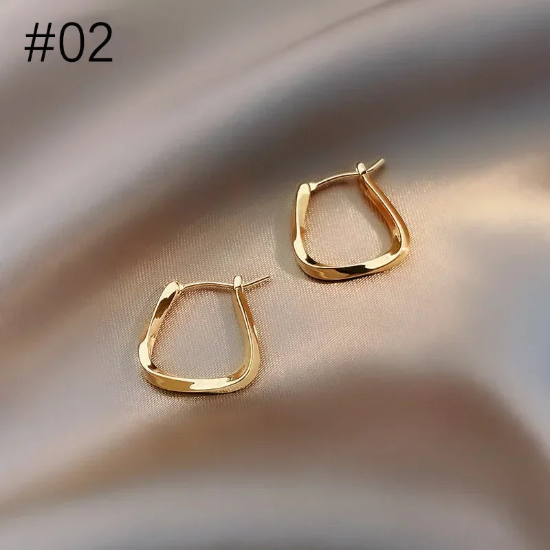 Shevalues Women Classic Earring Lady Gold Color Hoop Earring Girls Simple Style Small Ear Studs Jewelry Gifts New Ear Rings