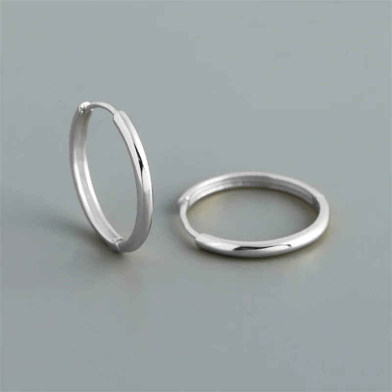 WANTME Real 925 Sterling Silver Minimalist Bohemian Round Ear Buckle for Women Punk Unisex Rock Hoop Earring Jewelry Accessories