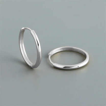 WANTME Real 925 Sterling Silver Minimalist Bohemian Round Ear Buckle for Women Punk Unisex Rock Hoop Earring Jewelry Accessories